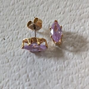 Elegant Gold and Purple Stud Earrings